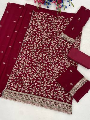 Festive wear unstitched suit with dupatta 4