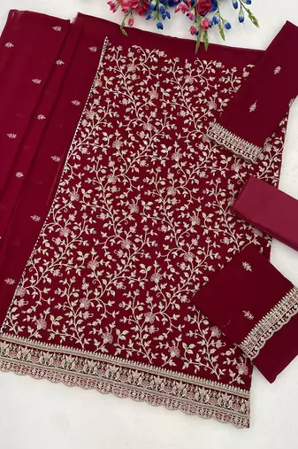 Festive wear unstitched suit with dupatta