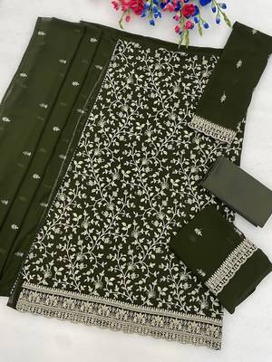 Festive wear unstitched suit with dupatta 4
