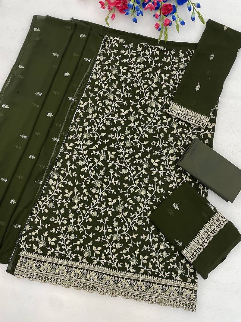 Festive wear unstitched suit with dupatta