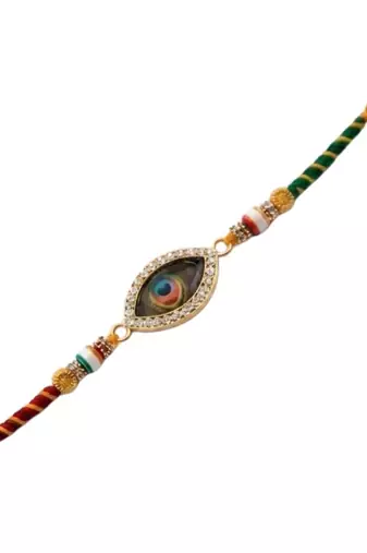 peacock feather rakhi with rakshabandhan card