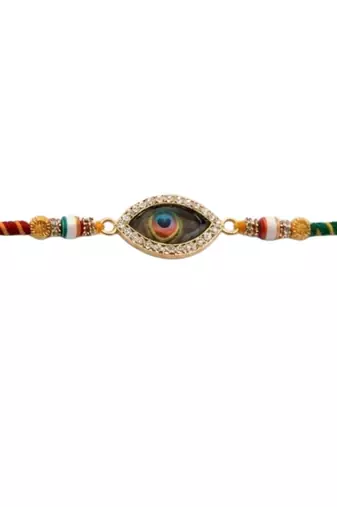 peacock feather rakhi with rakshabandhan card