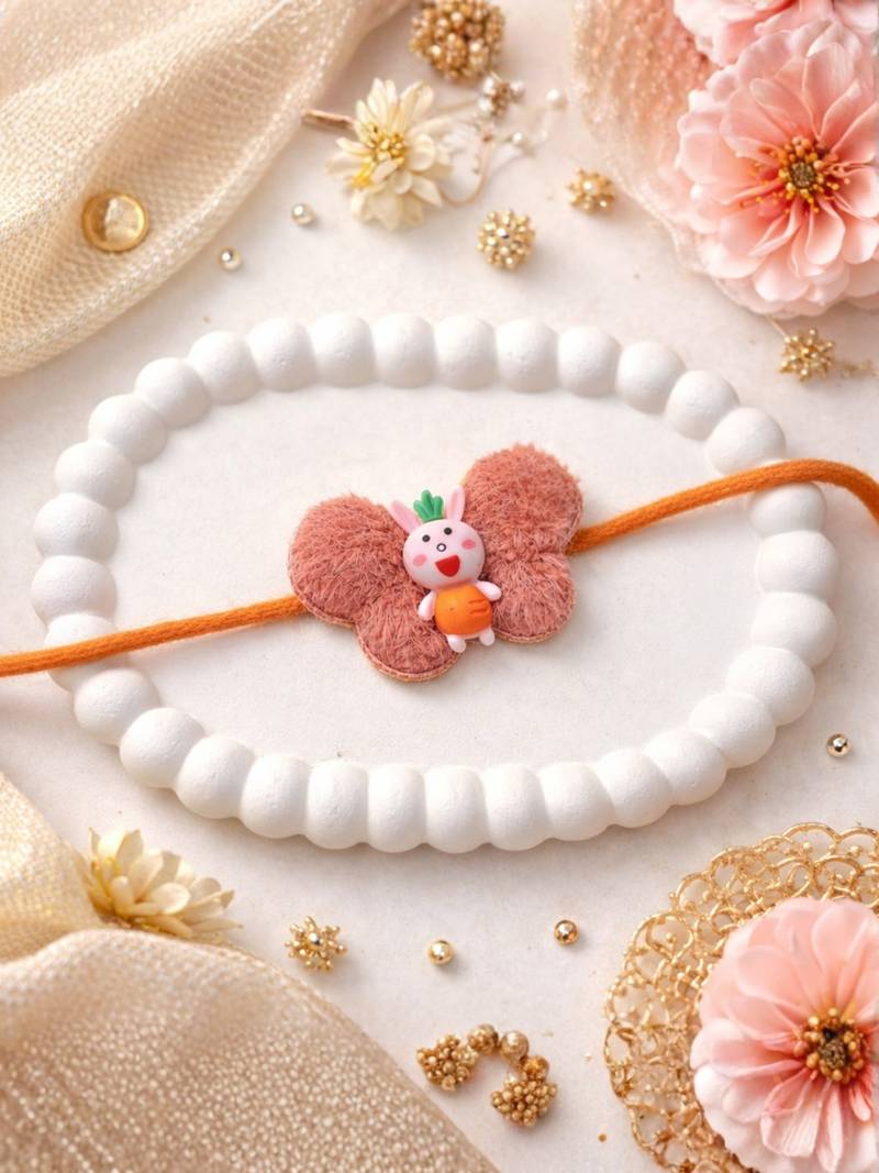 kids designer rakhi with roli chawal & raksha bandhan card for brother