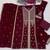 Maroon zari work straight kurta with bottom & scallop dupatta set