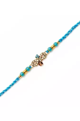 evil eye designer rakhi for brother with roli chawal & raksha bandhan card