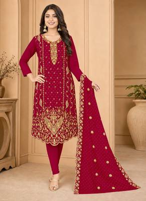 Women’s embroidered unstitched salwar suit dress material with dupatta 1