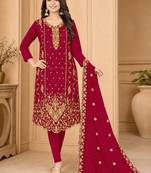 Women’s embroidered unstitched salwar suit dress material with dupatta