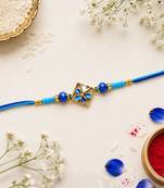 traditional floral designer rakhi with roli chawal & raksha bandhan card