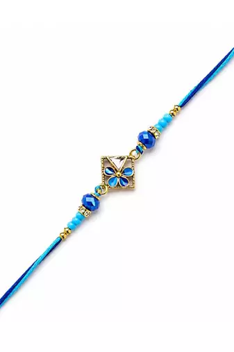 traditional floral designer rakhi with roli chawal & raksha bandhan card