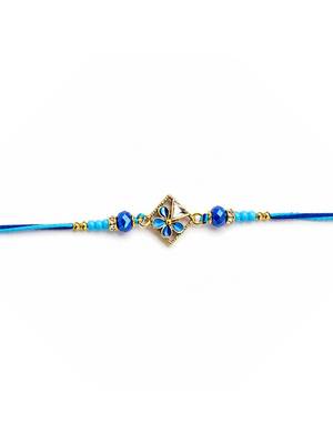 traditional floral designer rakhi with roli chawal & raksha bandhan card 3