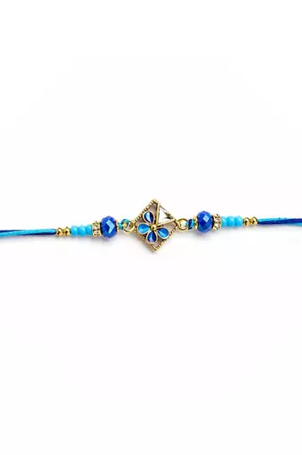 traditional floral designer rakhi with roli chawal & raksha bandhan card