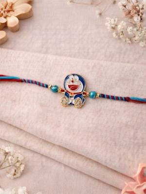 cartoon kids designer rakhi with roli chawal & raksha bandhan card for brother 1