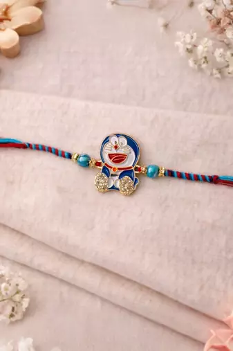 cartoon kids designer rakhi with roli chawal & raksha bandhan card for brother