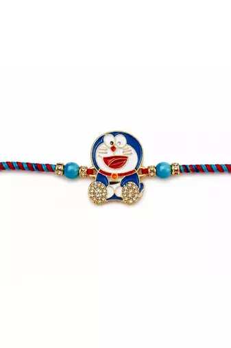 cartoon kids designer rakhi with roli chawal & raksha bandhan card for brother