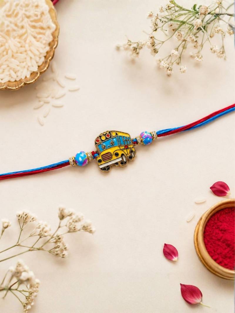 kids designer rakhi with roli chawal & raksha bandhan card for brother
