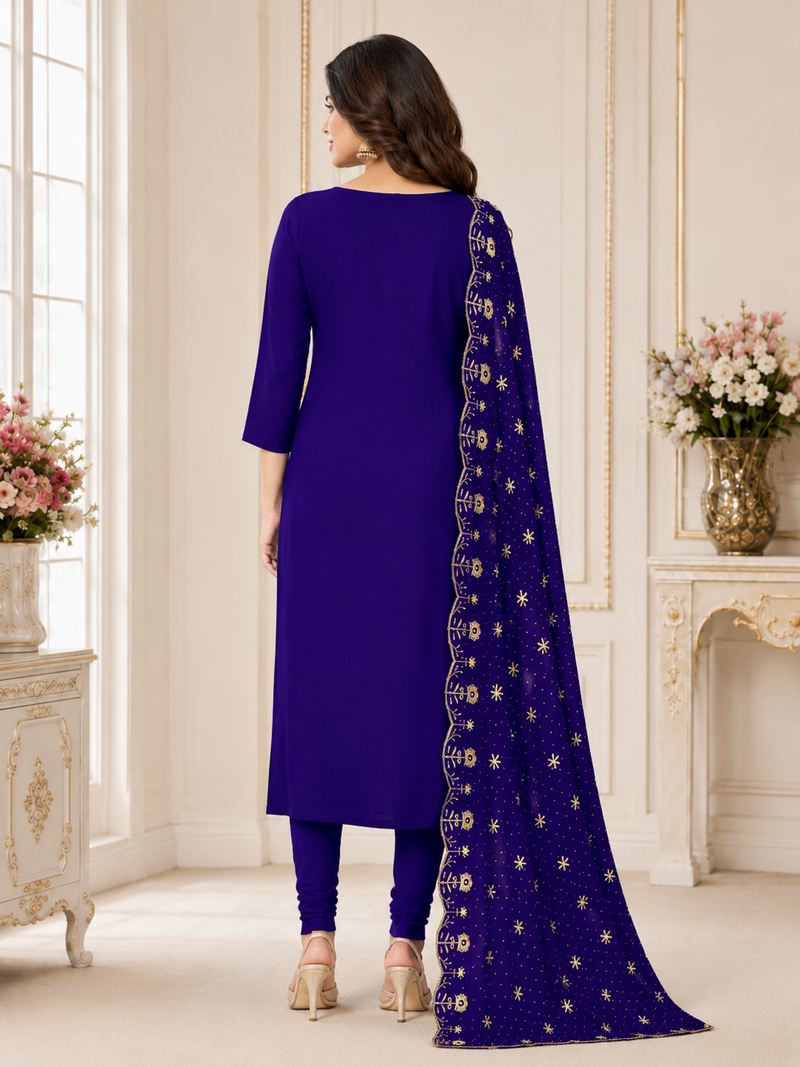 Women’s embroidered unstitched salwar suit dress material with dupatta
