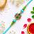 peacock designer rakhi with roli chawal & raksha bandhan card for brother