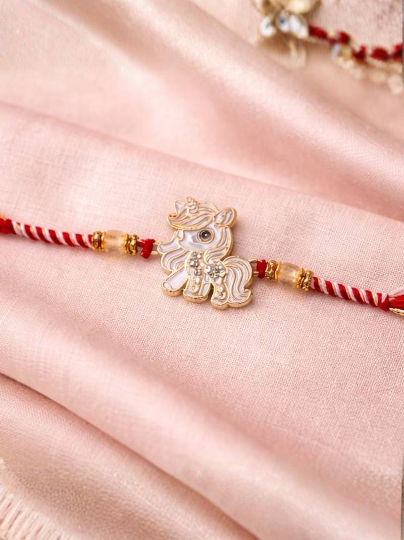 kids designer rakhi with roli chawal & raksha bandhan card for brother