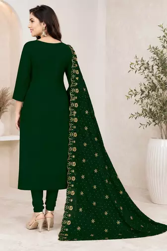 Women’s embroidered unstitched salwar suit dress material with dupatta
