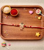 ganesha designer rakhi with roli chawal & raksha bandhan card for brother