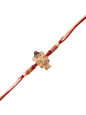 ganesha designer rakhi with roli chawal & raksha bandhan card for brother 2