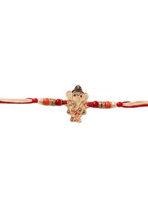 ganesha designer rakhi with roli chawal & raksha bandhan card for brother 3