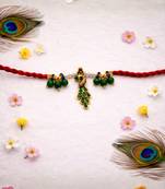 peacock designer rakhi with roli chawal & raksha bandhan card for brother
