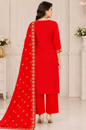 Women’s embroidered unstitched salwar suit dress material with dupatta