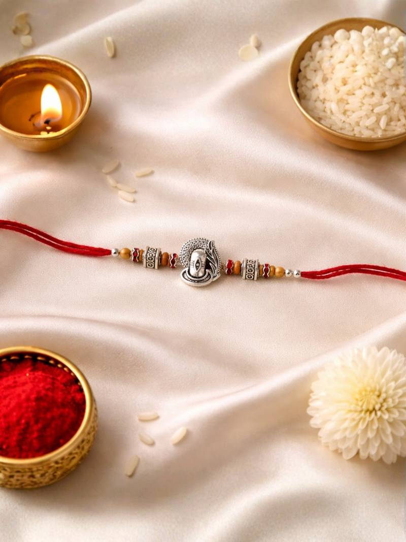 shivling designer rakhi with roli chawal & raksha bandhan card for brother