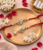 bhaiya bhabhi rakhi combo with lumba rakhi,roli chawal & raksha bandhan card