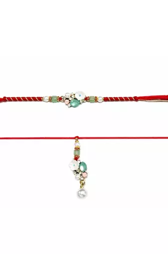 bhaiya bhabhi rakhi combo with lumba rakhi,roli chawal & raksha bandhan card