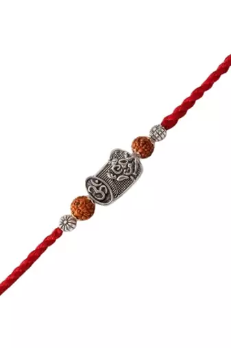 shivling rudraksha designer rakhi with roli chawal & raksha bandhan card