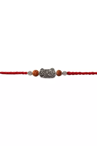 shivling rudraksha designer rakhi with roli chawal & raksha bandhan card