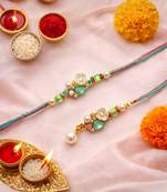 bhaiya bhabhi rakhi combo with lumba rakhi,roli chawal & raksha bandhan card