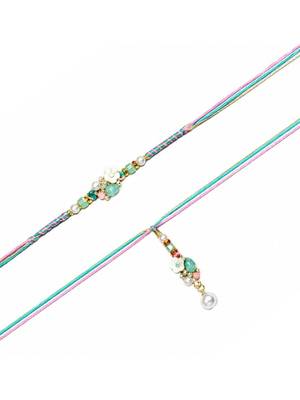 bhaiya bhabhi rakhi combo with lumba rakhi,roli chawal & raksha bandhan card 2