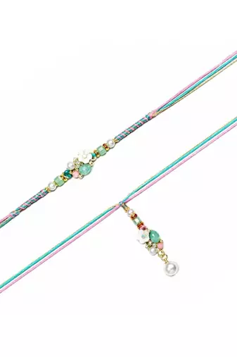 bhaiya bhabhi rakhi combo with lumba rakhi,roli chawal & raksha bandhan card