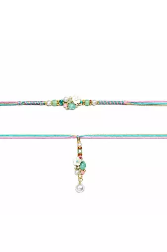 bhaiya bhabhi rakhi combo with lumba rakhi,roli chawal & raksha bandhan card