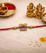 bro designer rakhi with roli chawal & raksha bandhan card for brother