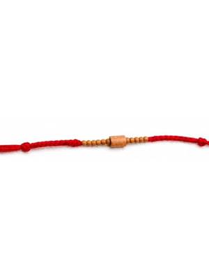 wooden bead thread rakhi with roli chawal & rakshabandhan card 4