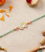 kids car charm thread rakhi with roli chawal & rakshabandhan card