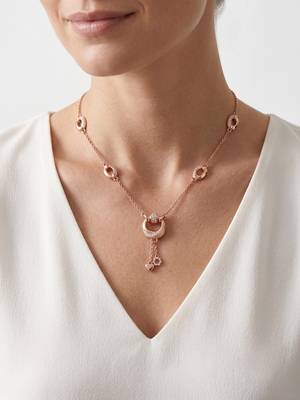 925 Sterling Silver Rose Gold  Cubic Zirconia Layered Geometric Y Necklace  Set for Women 1