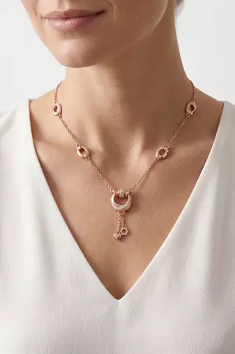 925 Sterling Silver Rose Gold  Cubic Zirconia Layered Geometric Y Necklace  Set for Women