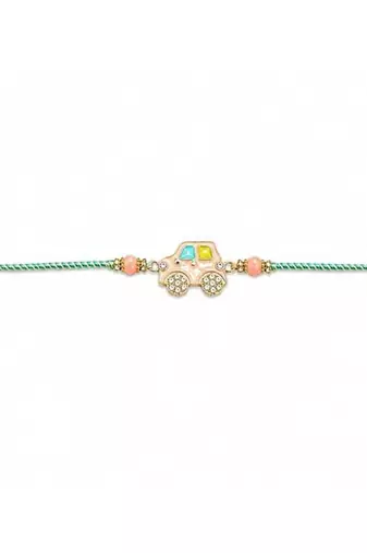 kids car charm thread rakhi with roli chawal & rakshabandhan card