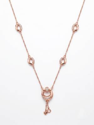 925 Sterling Silver Rose Gold  Cubic Zirconia Layered Geometric Y Necklace  Set for Women 3