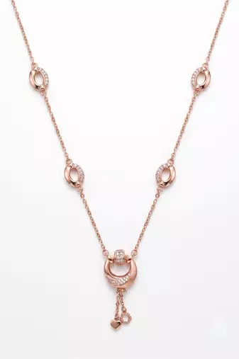 925 Sterling Silver Rose Gold  Cubic Zirconia Layered Geometric Y Necklace  Set for Women