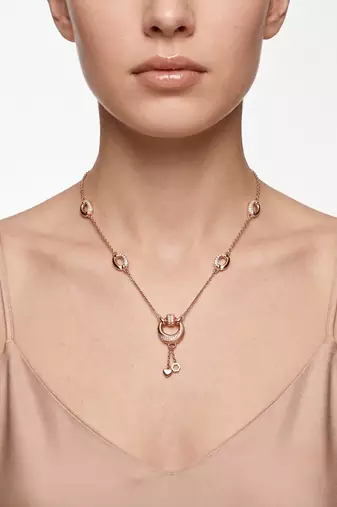 925 Sterling Silver Rose Gold  Cubic Zirconia Layered Geometric Y Necklace  Set for Women