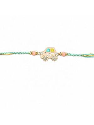 kids car charm thread rakhi with roli chawal & rakshabandhan card 3