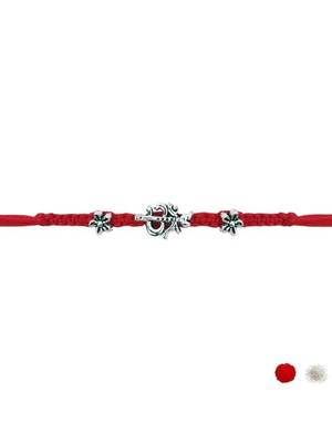 om trishul charm thread rakhi with roli chawal & rakshabandhan card 3
