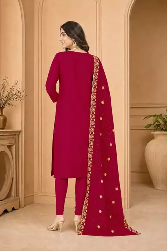 Women’s embroidered unstitched salwar suit dress material with dupatta