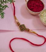 om design bead rakhi with roli chawal & rakshabandhan card